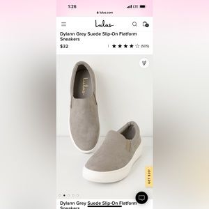 Lulus grey suede flat form sneakers